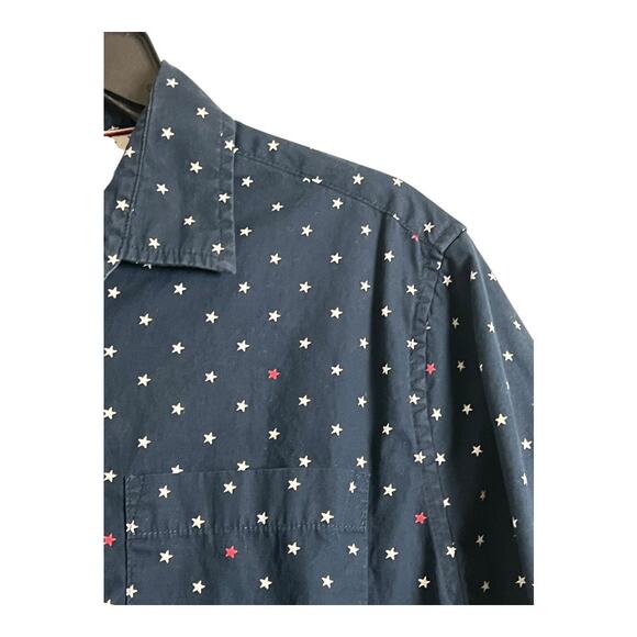 Denim & Flower by Ricky Singh Red White BLue Stars Shirt Button Down Casual L - Picture 2 of 6